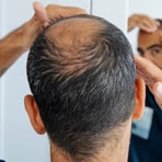 Thinning hair at the crown of the head